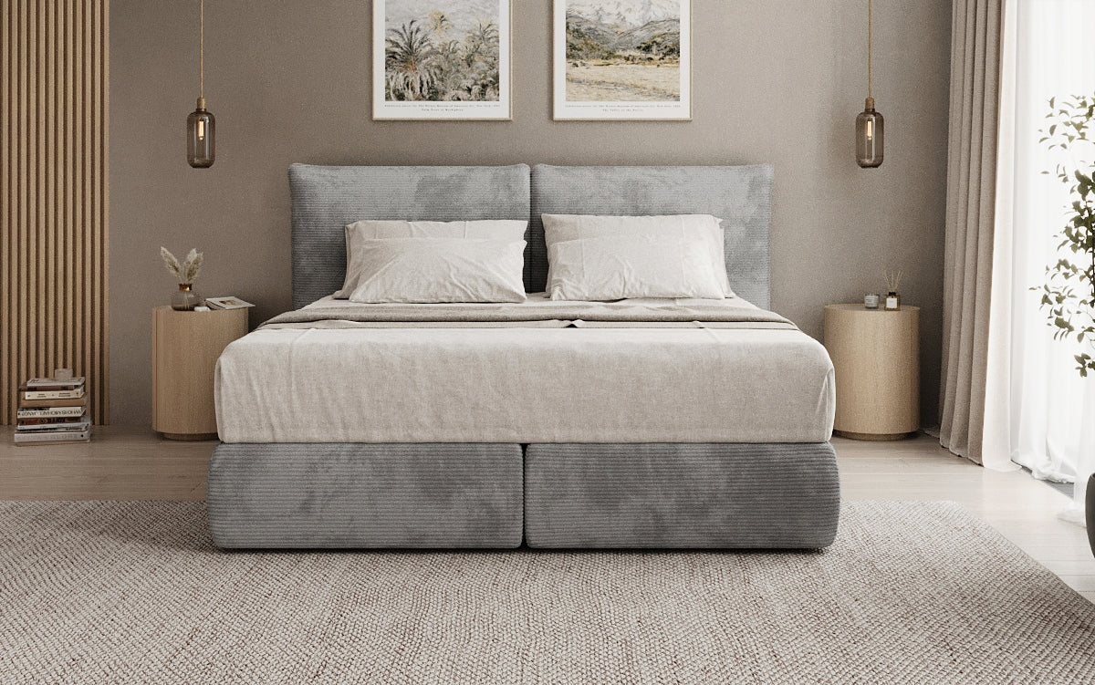 Boxspringbed Pillo in Ribstof