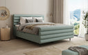 Boxspringbed Tubo in structuurstof met opbergruimte
