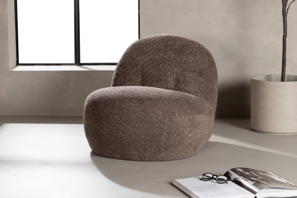 Designer Lounge Fauteuil Almvik – Bouclé Bruin