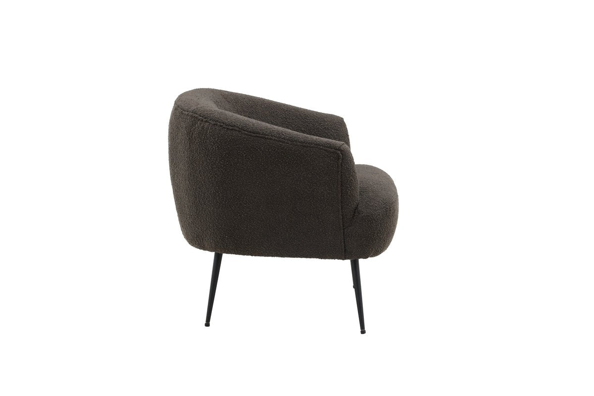Designer loungestoel Maleno – Bouclé-relaxstoel in Antraciet