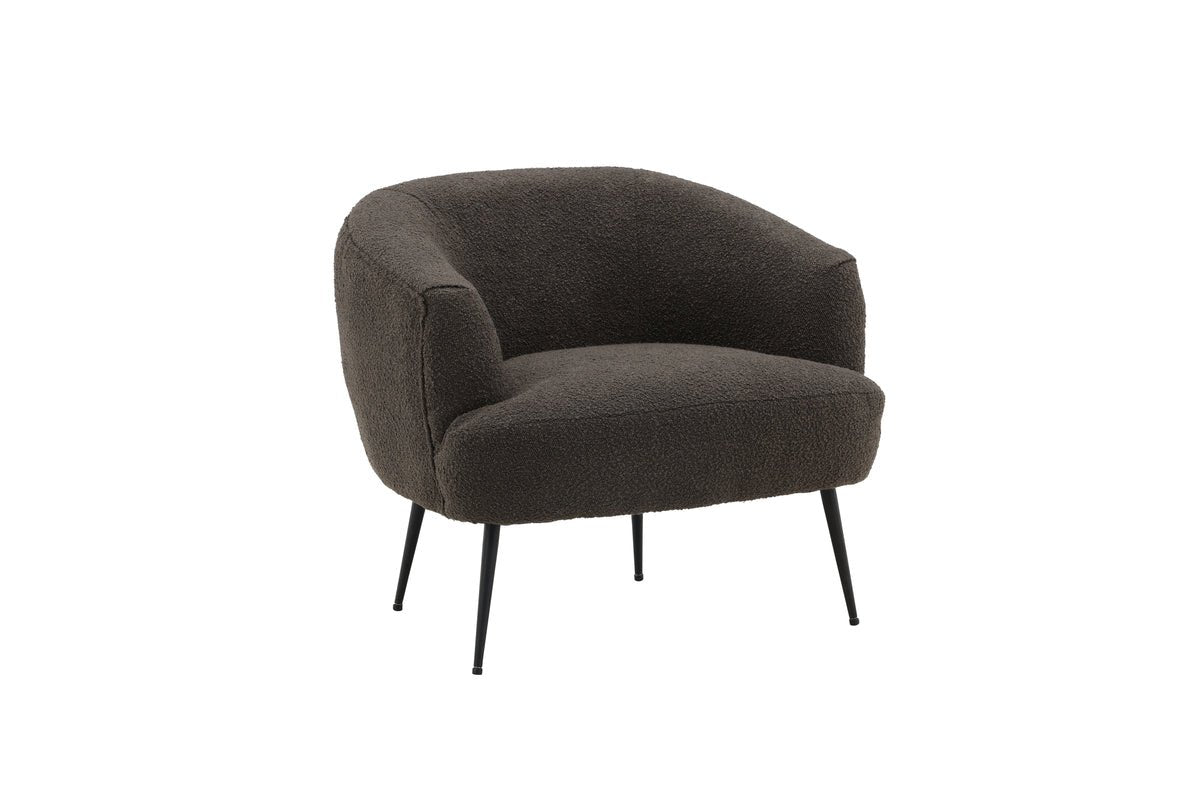 Designer loungestoel Maleno – Bouclé-relaxstoel in Antraciet