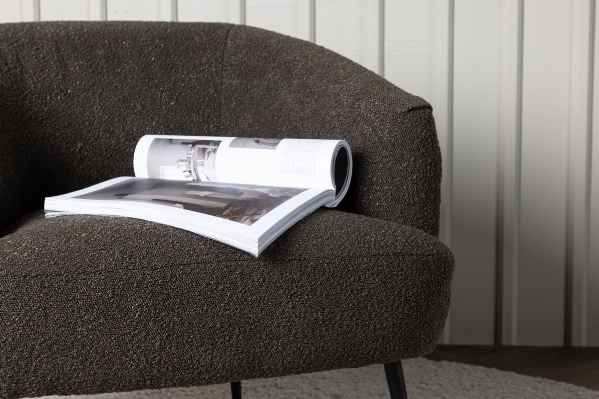 Designer loungestoel Maleno – Bouclé-relaxstoel in Antraciet