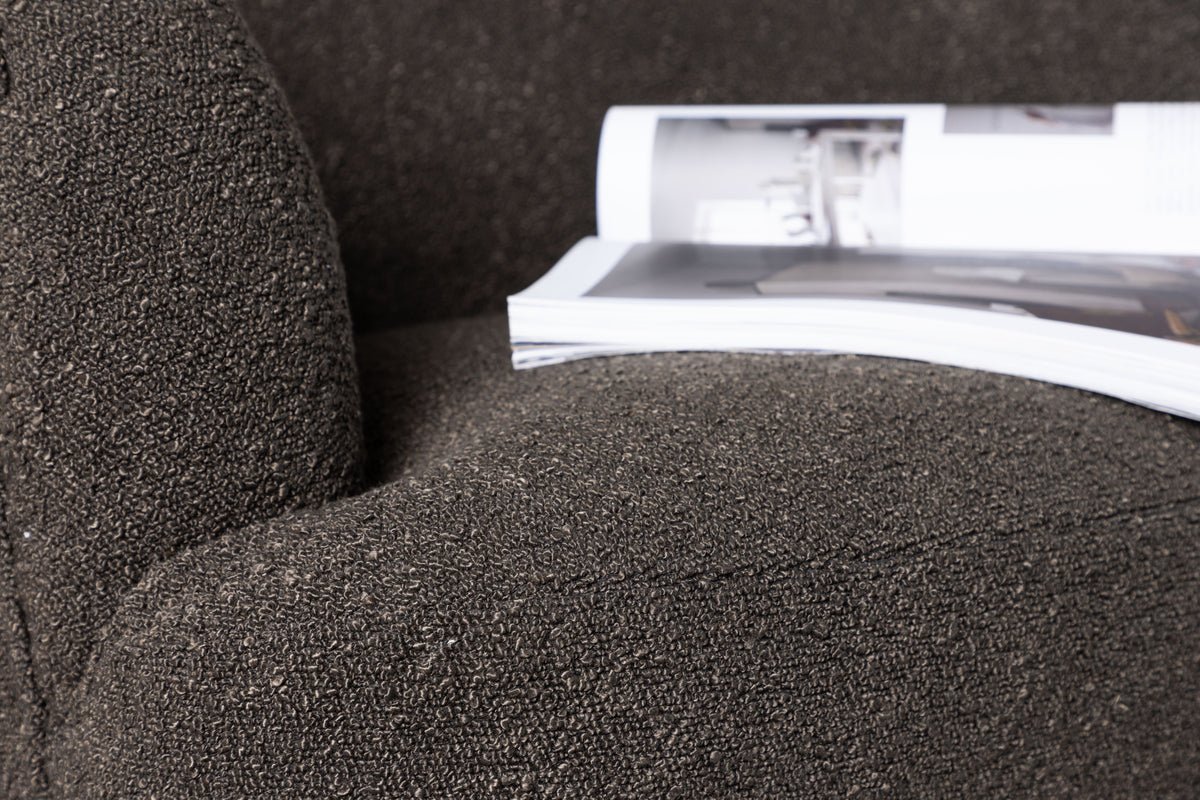 Designer loungestoel Maleno – Bouclé-relaxstoel in Antraciet