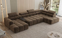 Designersofa woonlandschap Mia met elektrische zitverlenging in Chenille