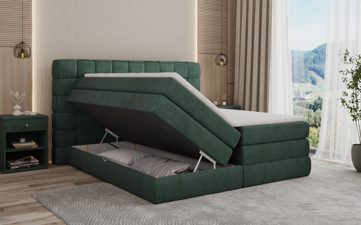 Boxspringbed Trama met opbergruimte in Fluweel