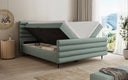 Boxspringbed Tubo in structuurstof met opbergruimte
