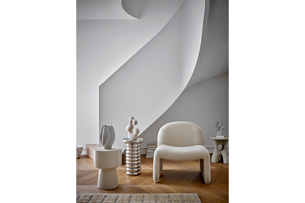 Bijzettafel Porto – steengoed in zilverkleurige look