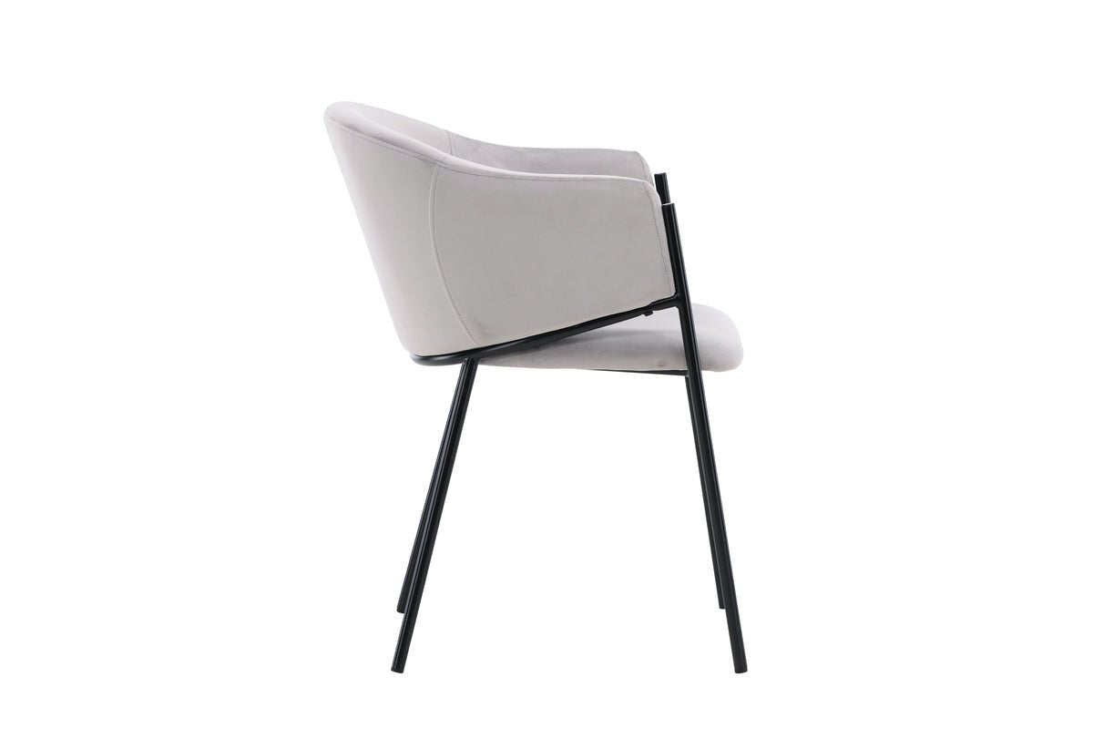 2-delige set - stoel Calyra met lichtgrijze fluwelen stof