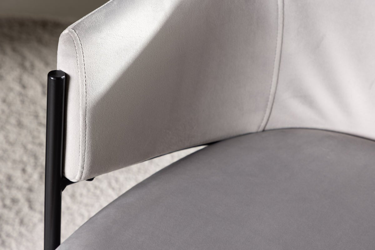 2-delige set - stoel Calyra met lichtgrijze fluwelen stof