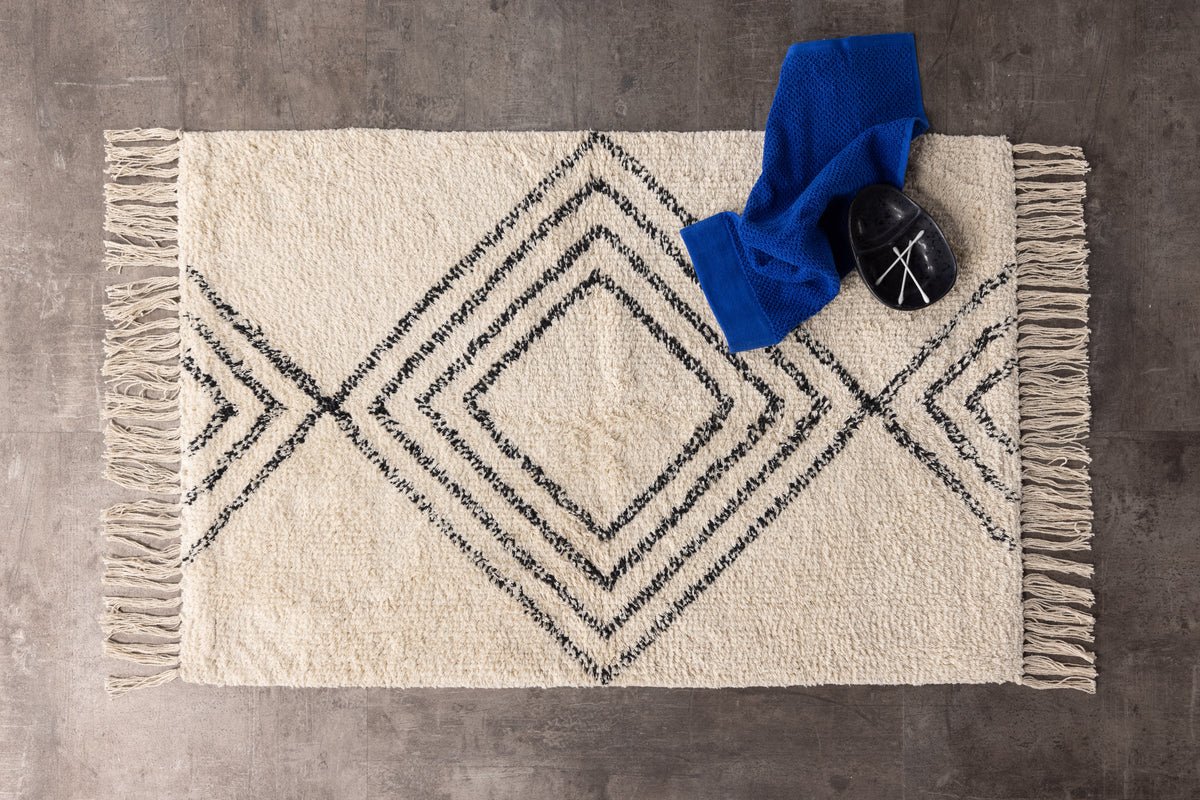 Badmat Ubud - in zwart-wit design van absorberende katoen