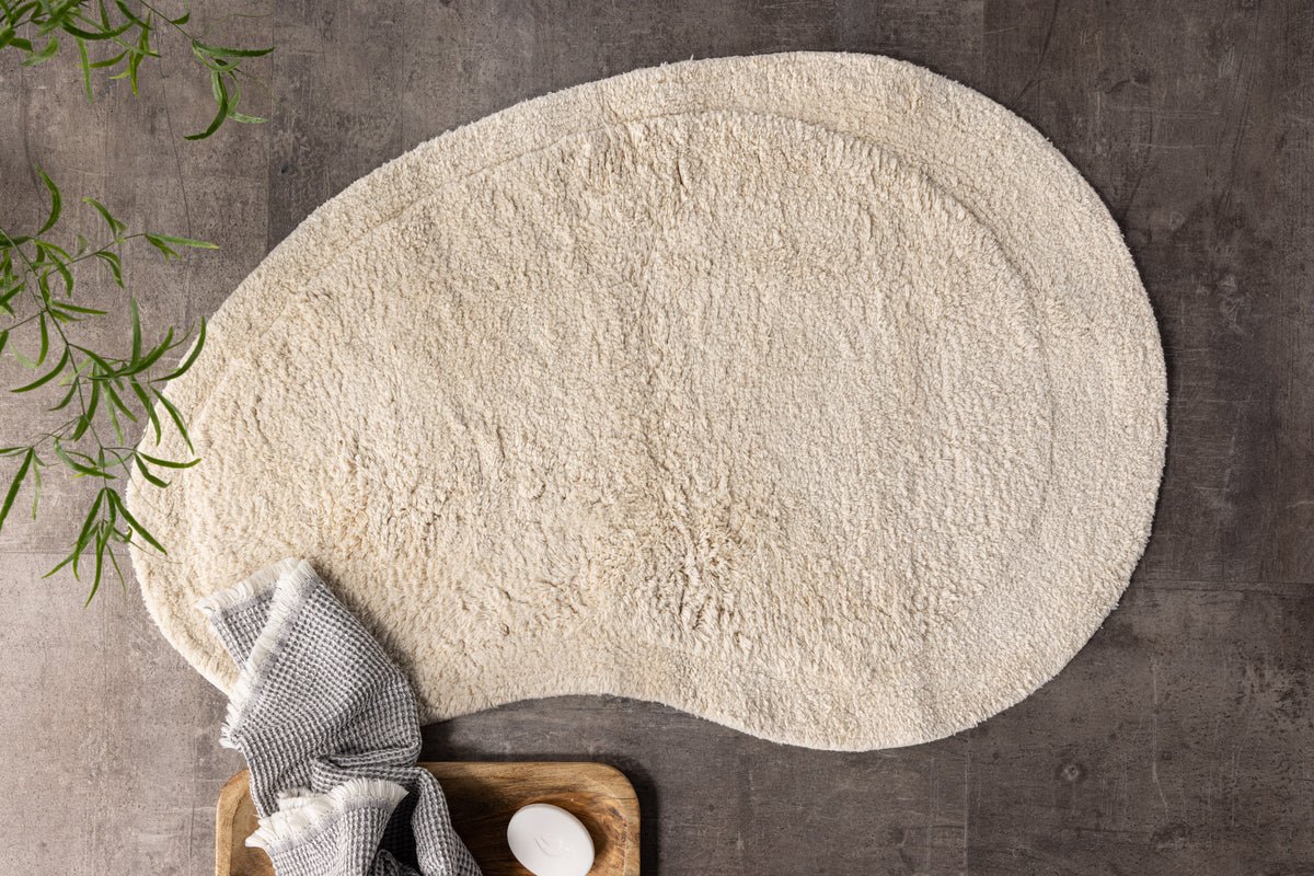 Vloerkleed Noah – handgemaakt in Beige van katoen