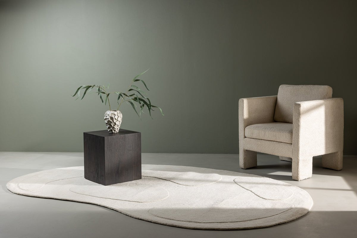 Vloerkleed Caelen – ovale vorm in Zwart & Wit van katoen