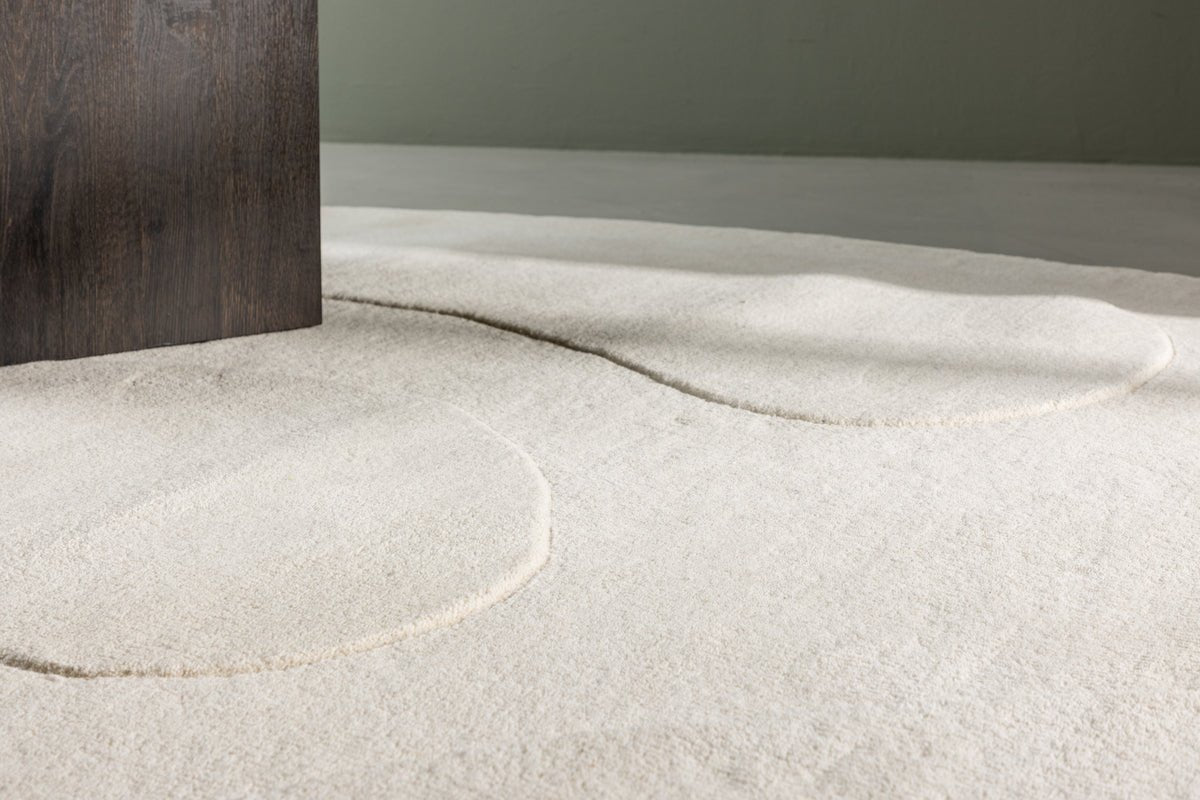 Vloerkleed Caelen – ovale vorm in Zwart & Wit van katoen