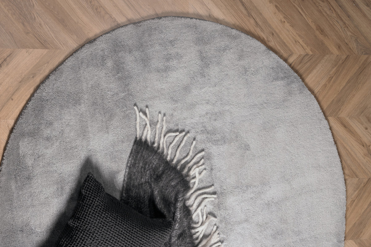 Vloerkleed Vasia – rond met glanseffect van polyester