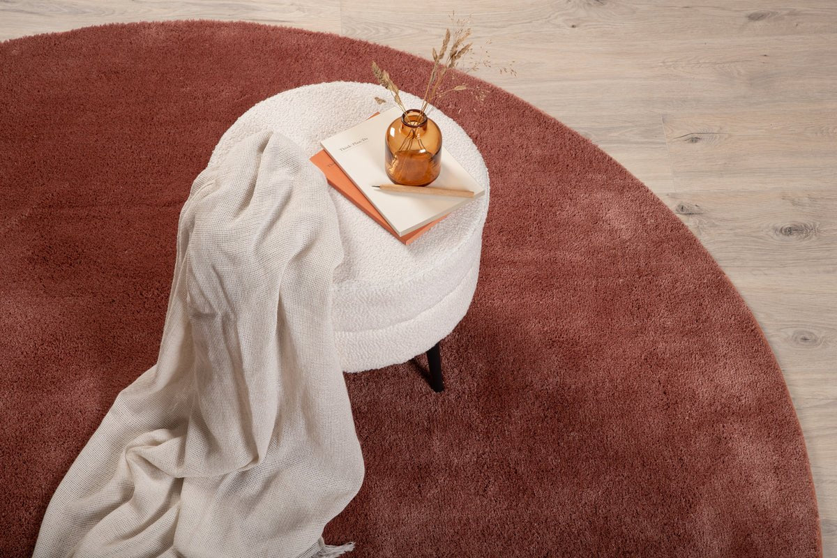 Vloerkleed Vasia – rond met glanseffect van polyester