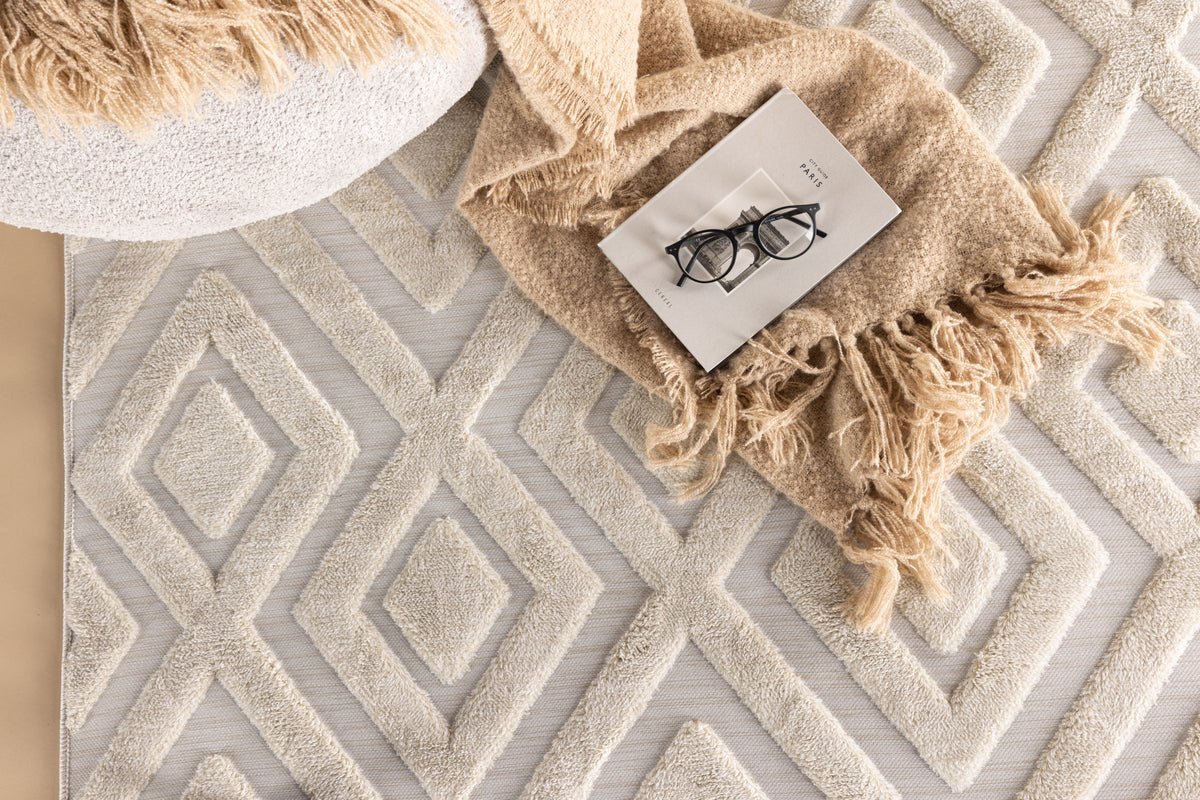 Vloerkleed Verona – in twee kleuren van polyester- en katoenmixweefsel