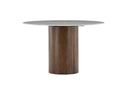 Eettafel Justin - ronde eettafel van essenhout in mokka met glazen blad