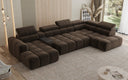 Designersofa woonlandschap Mia met elektrische zitverlenging in Chenille