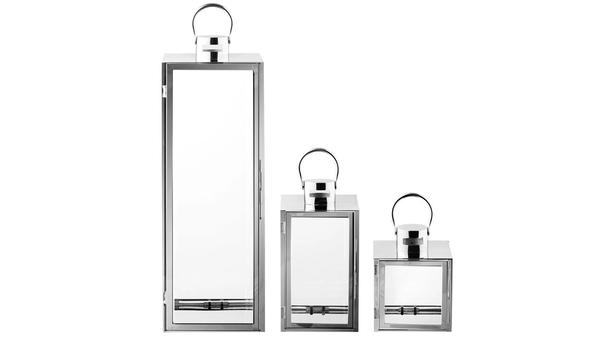 3-delige lantaarnset Rufus - met zilverkleurig frame