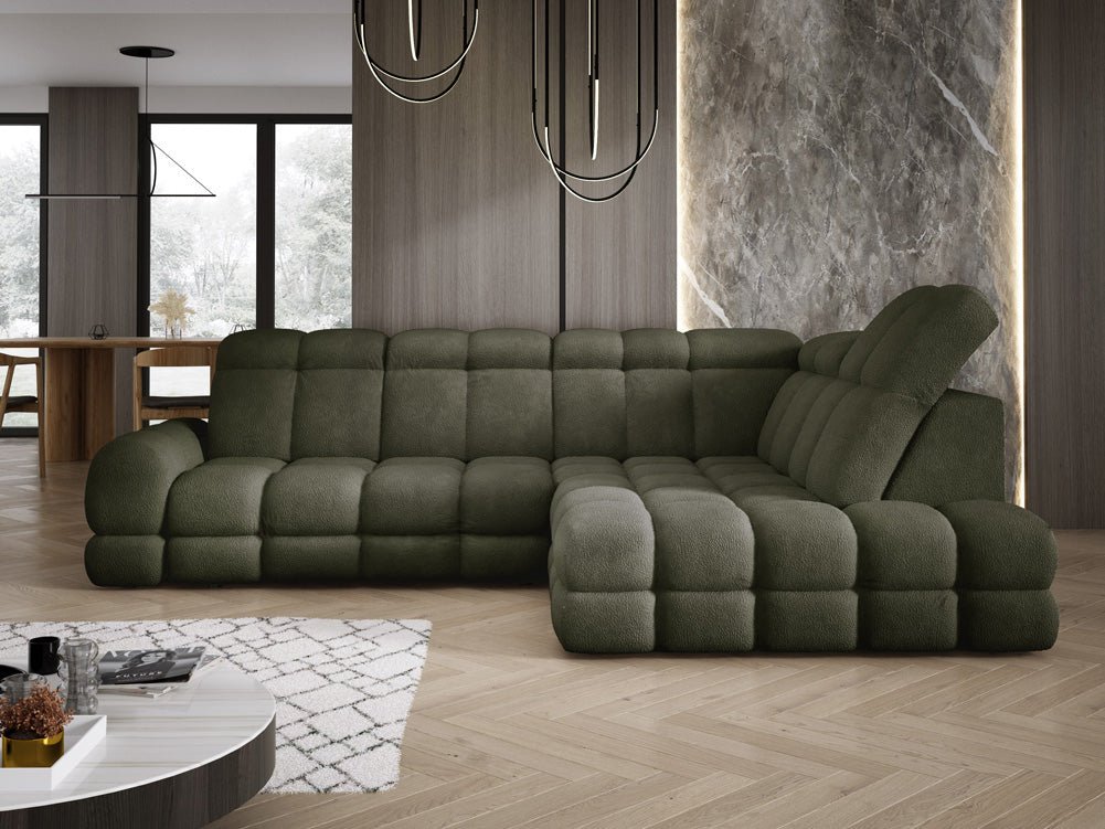 Designbank Lima L met elektrische slaapfunctie in Bouclé