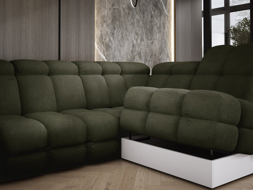 Designbank Lima L met elektrische slaapfunctie in Bouclé