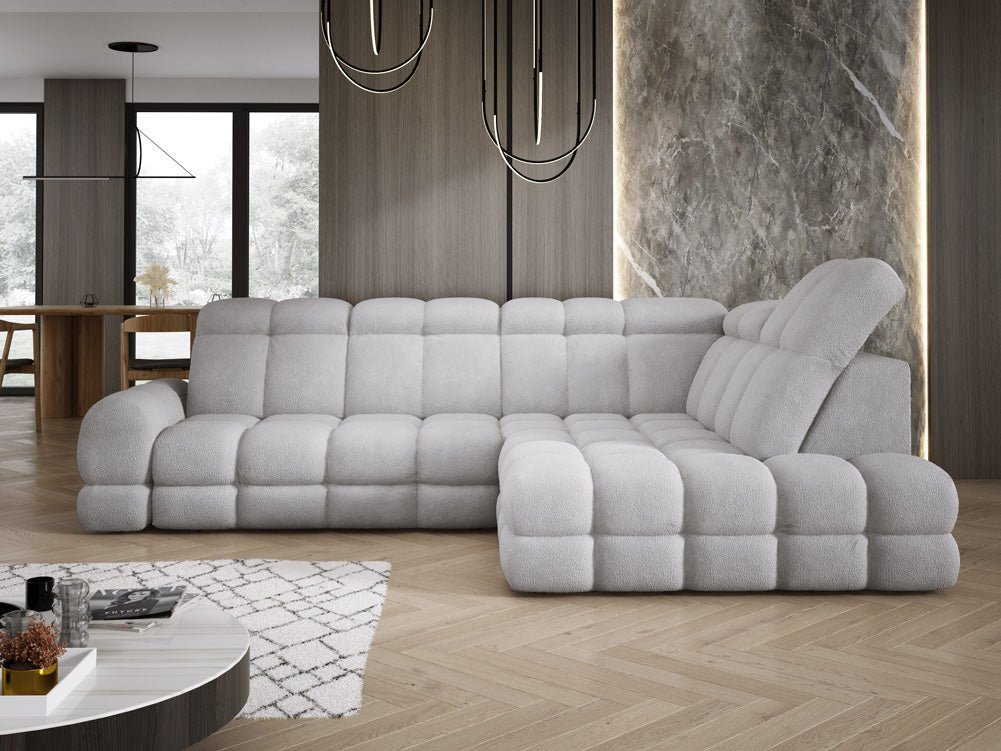 Designbank Lima L met elektrische slaapfunctie in Bouclé