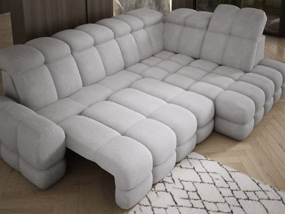 Designbank Lima L met elektrische slaapfunctie in Bouclé