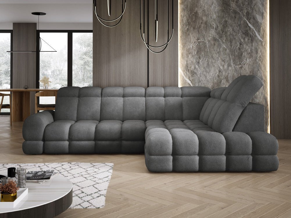 Designbank Lima L met elektrische slaapfunctie in Bouclé