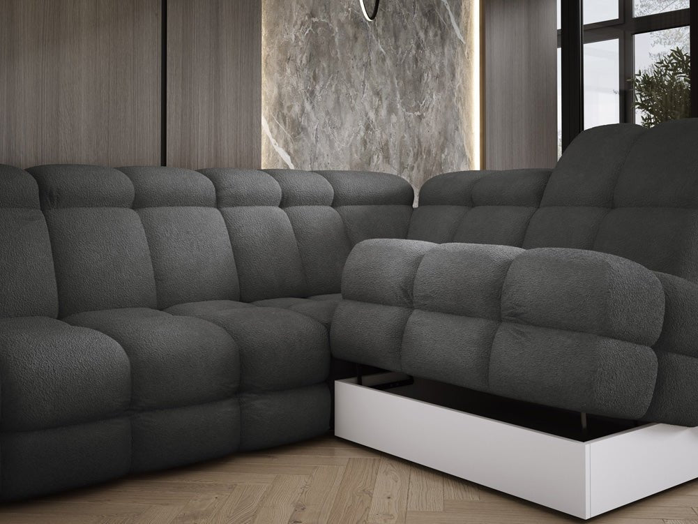 Designbank Lima L met elektrische slaapfunctie in Bouclé