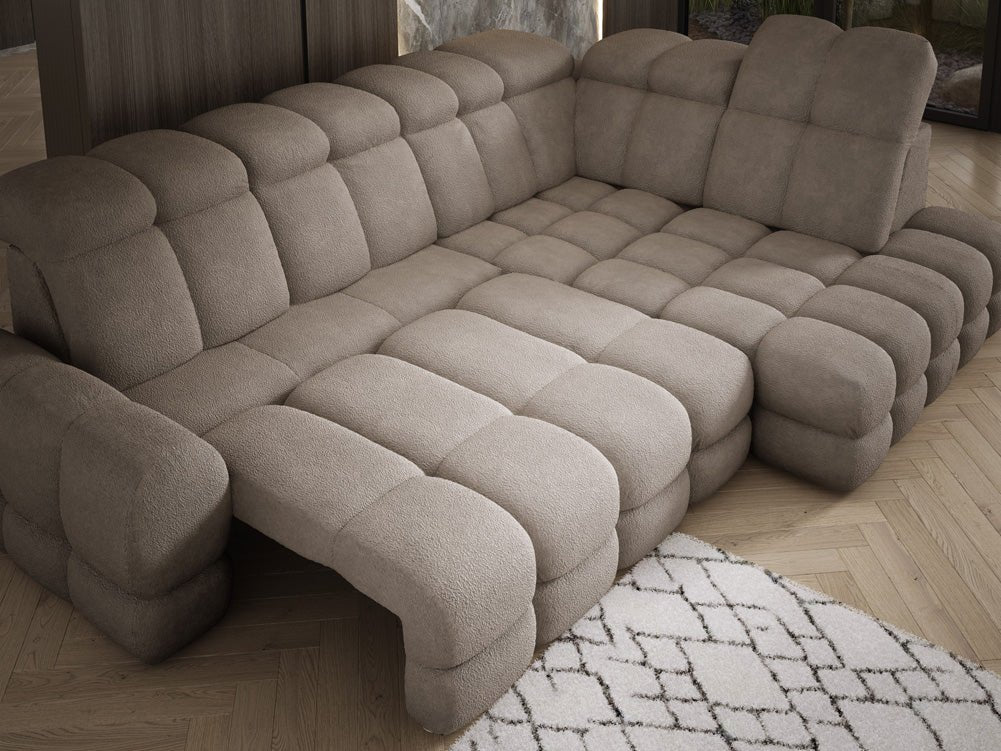 Designbank Lima L met elektrische slaapfunctie in Bouclé