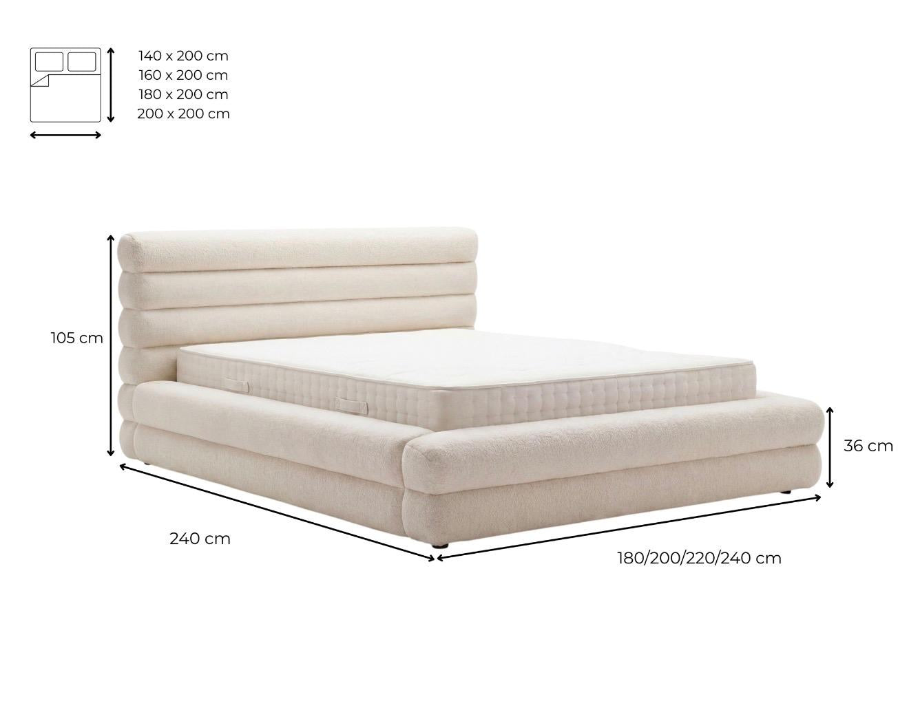 Design gestoffeerd bed Maren in Teddystof Bouclé met opbergruimte