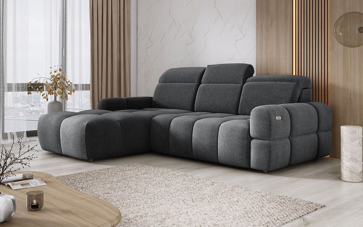 Designbank Arosa L met elektrische slaapfunctie in Bouclé
