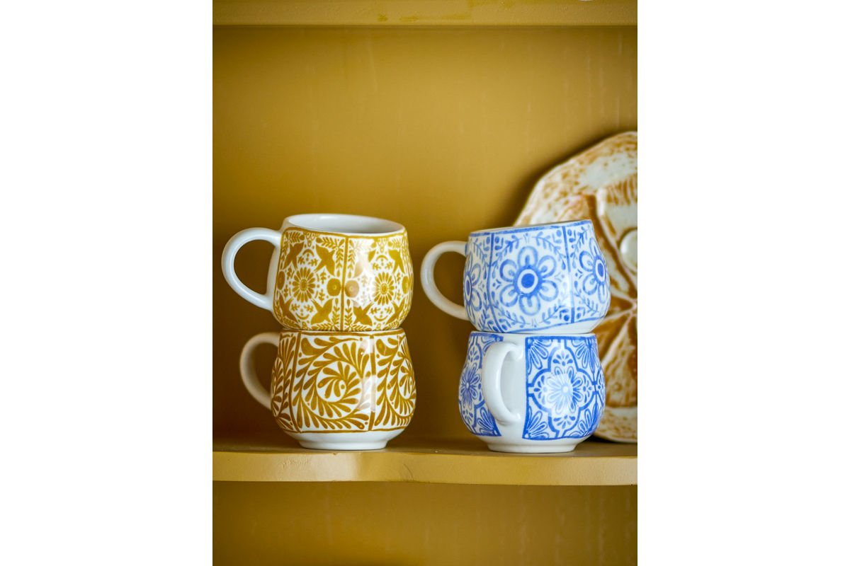 Eirvik bekerset – Blauw-Oranje steengoed (4-delig)