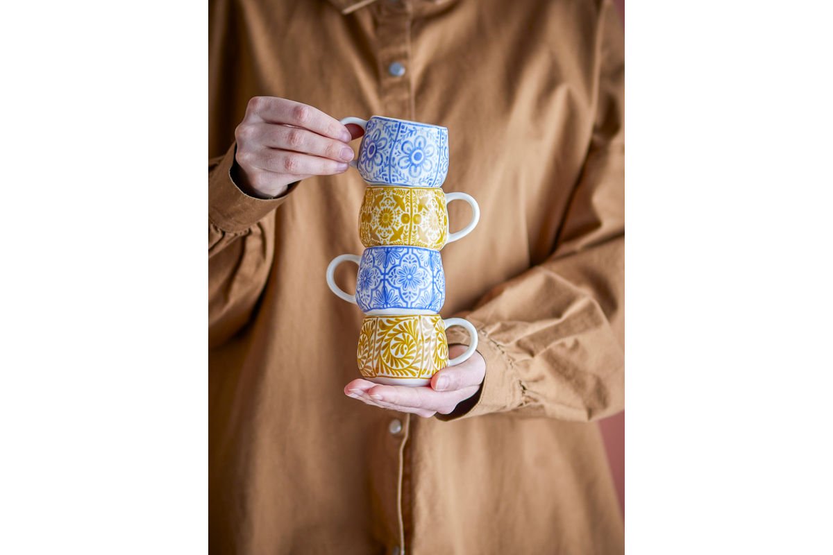 Eirvik bekerset – Blauw-Oranje steengoed (4-delig)