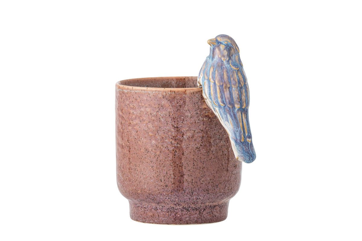 Bloempot Birdy - handgeschilderd aardewerk met decoratieve vogel