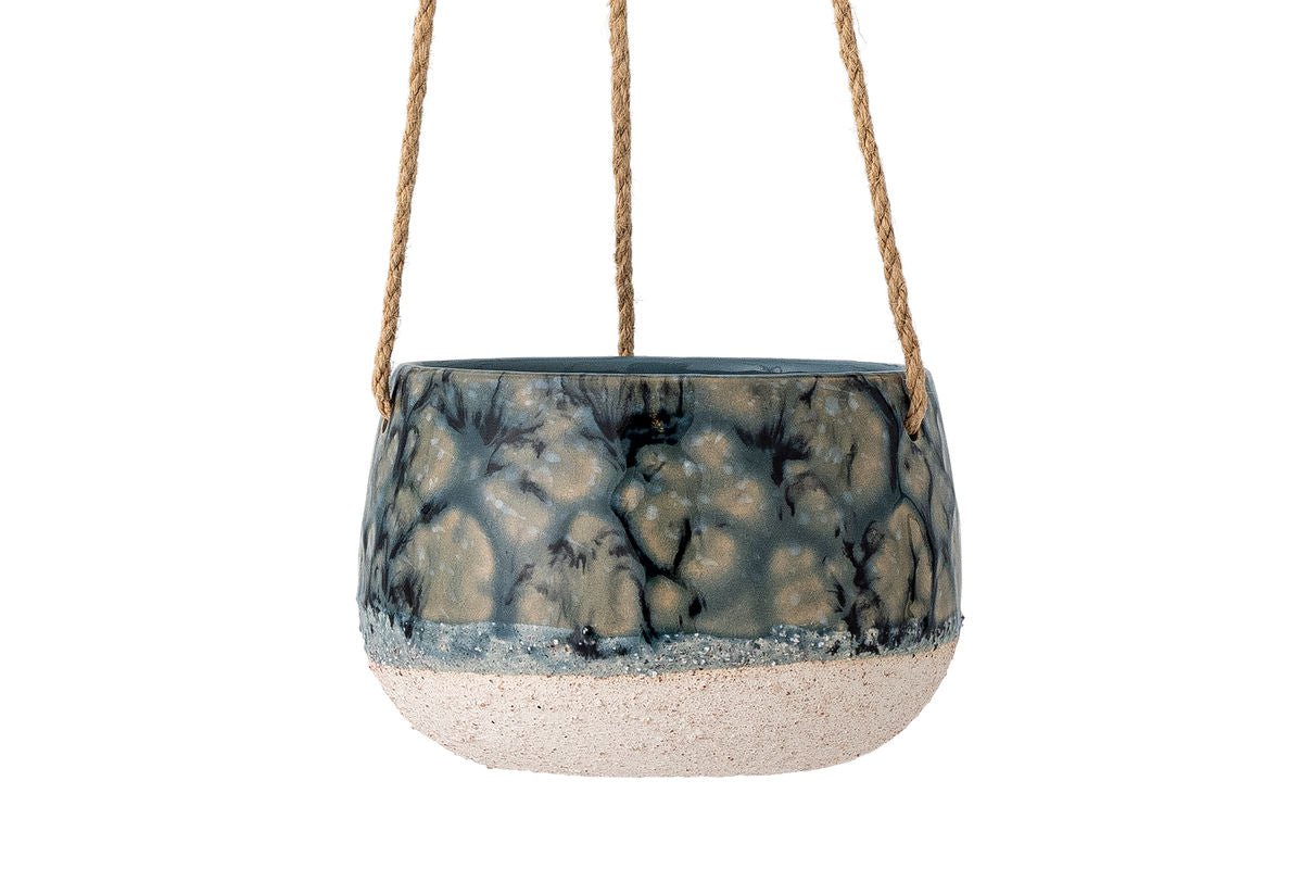 Hangbloempot „Aquila“ – Blauwe steengoed