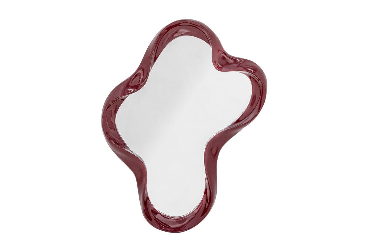 Wandspiegel Rubia – Organische vorm met hoogglanzende lijst in Rood