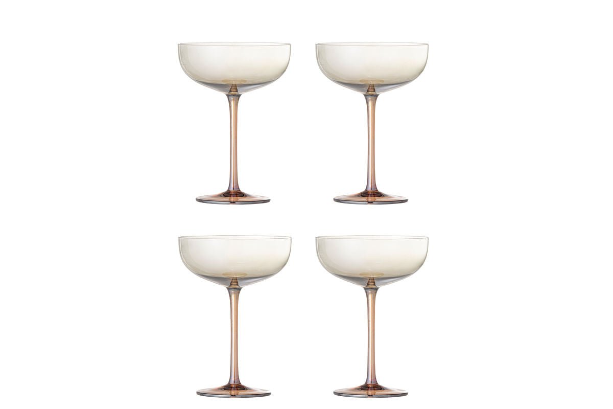 Cocktailglazen Bianca – Glas in brons met parelmoereffect (set van 4)