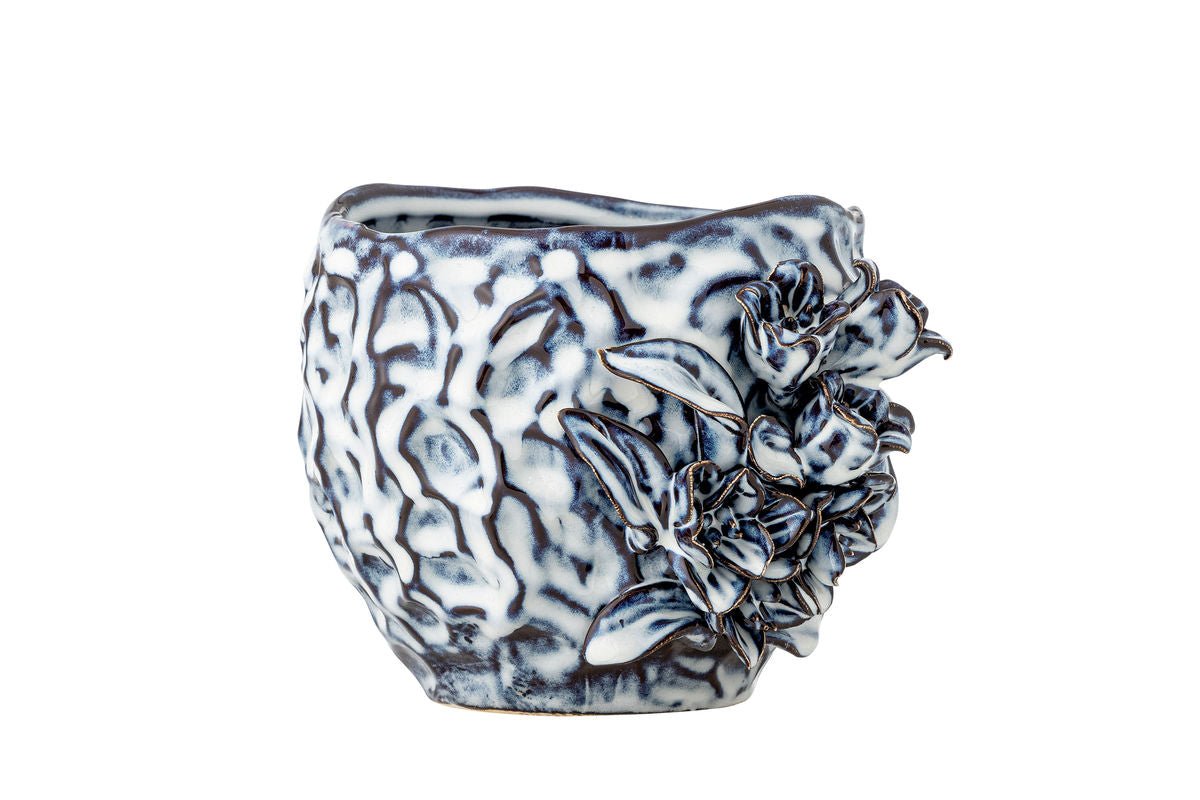 Bloempot „Florin“ – Blauw steengoed