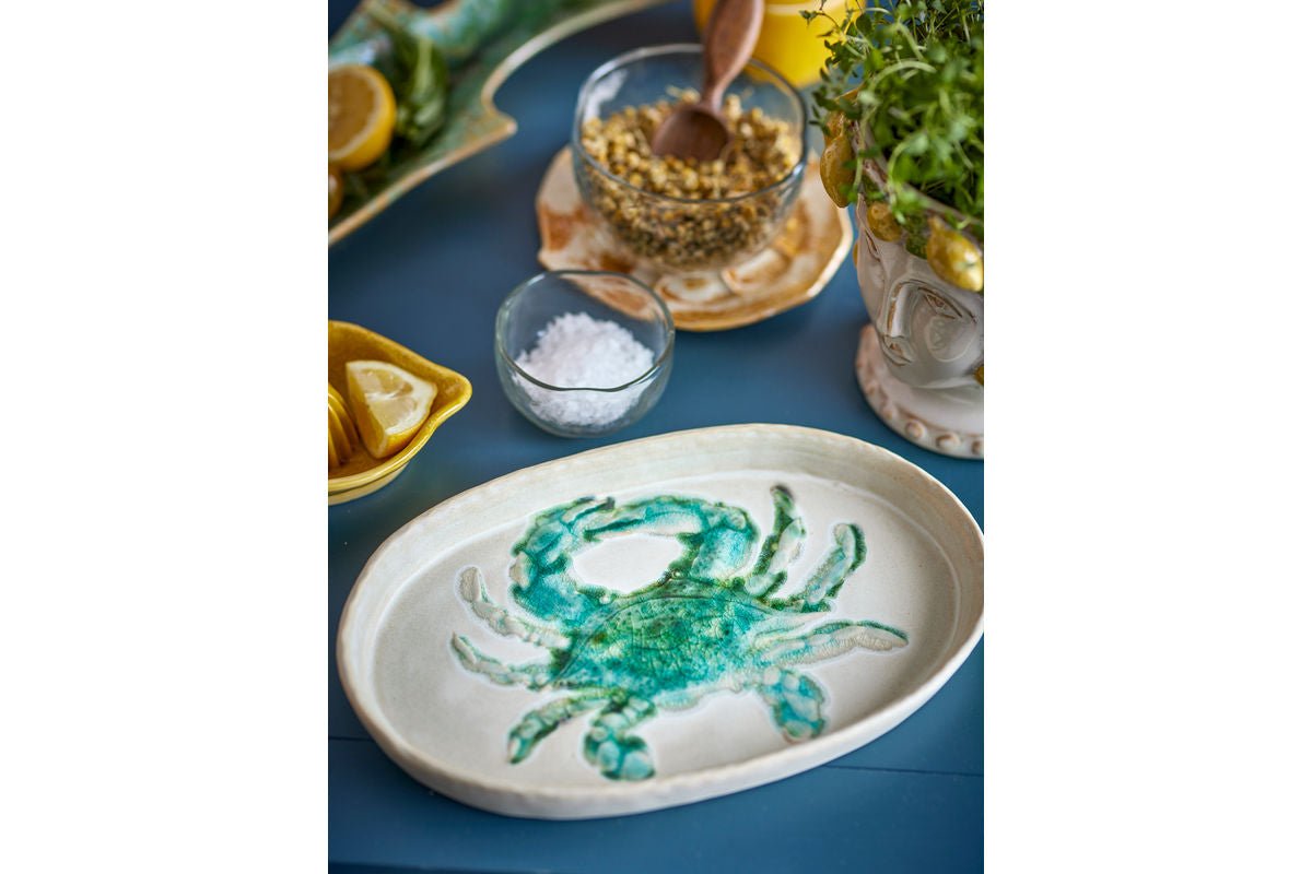 Teller Noruva - gemaakt van steengoed - krabmotief set van 4