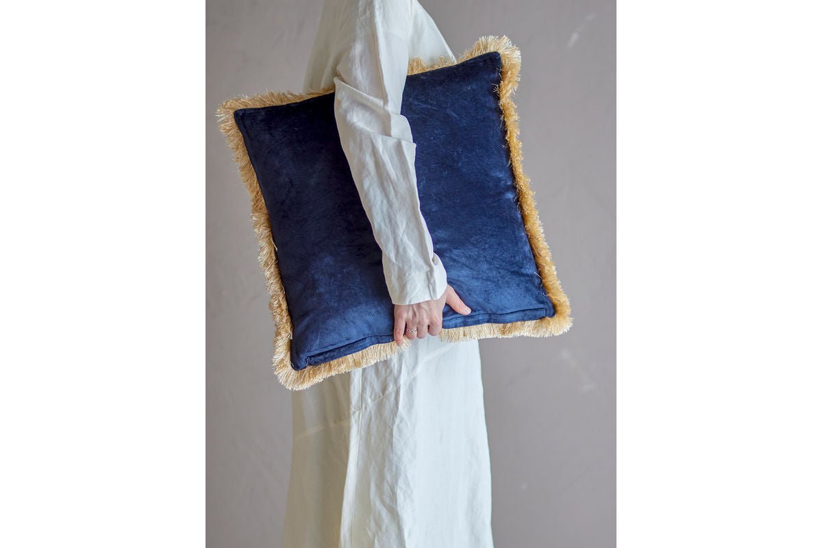 Sierkussen Cara - van viscose in de kleur Blauw