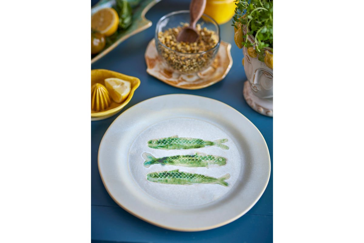 Teller Havik - gemaakt van steengoed - vismotief set van 4