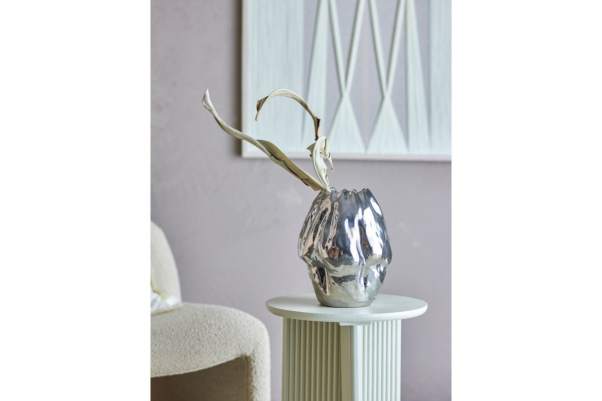 Vaas „Argon“ – Zilverkleurig steengoed