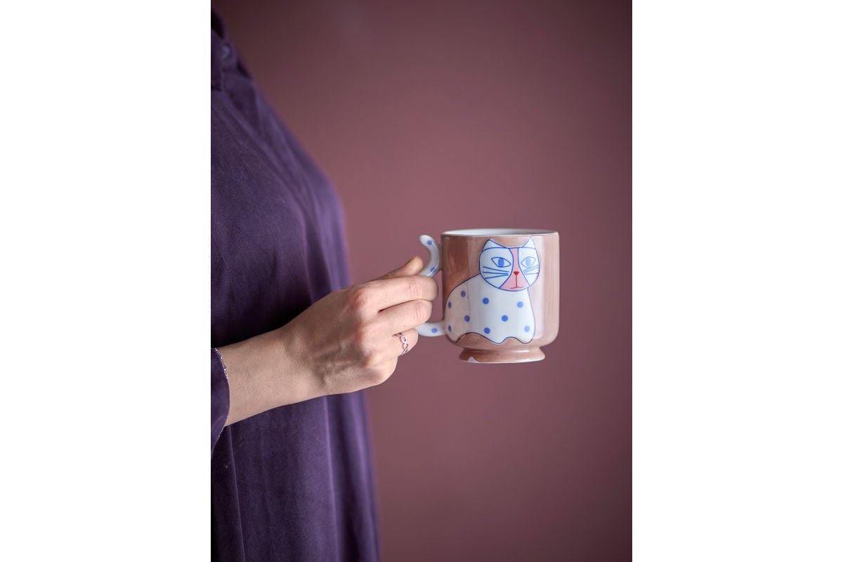 Bekerset Aldra – Kattenmotief steengoed (4-delig)