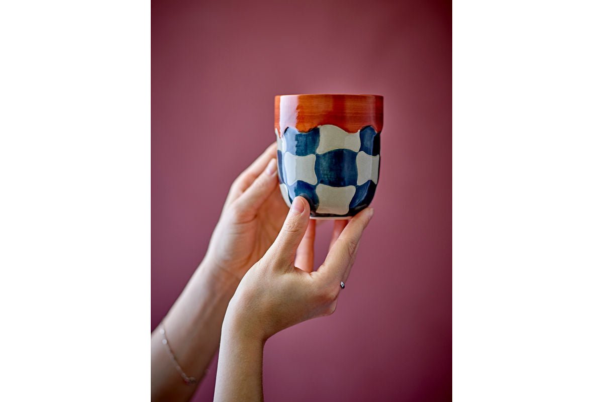 Tassenset „Karomaro“ – handgeschilderd steengoed (4-delig)