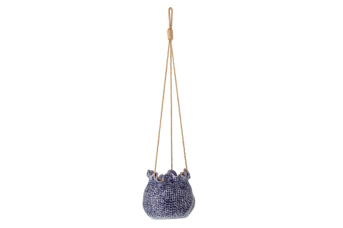 Hangbloempot „Nalia“ – Blauw steengoed