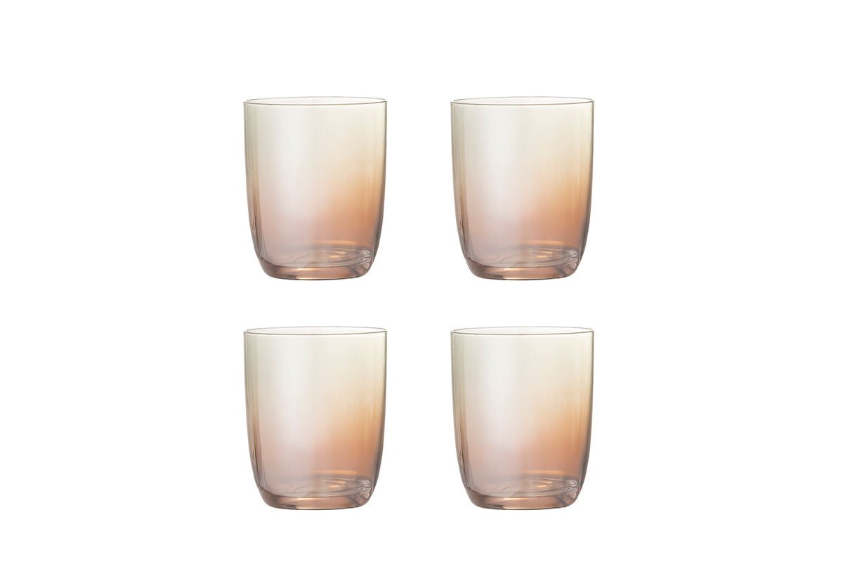 Drinkglazen Noemi – Glas in brons met parelmoerrand (set van 4)