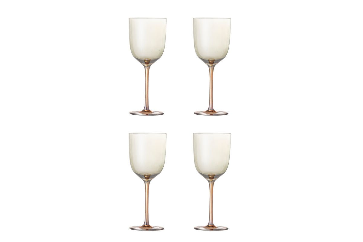 Wijnglazen Celeste – Glas in brons met parelmoerrand (set van 4)