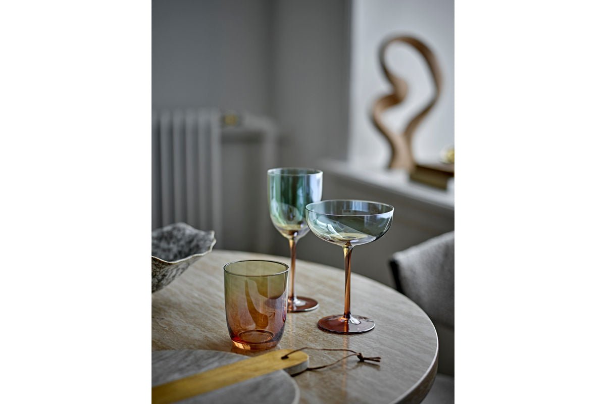 Wijnglazen Celeste – Glas in brons met parelmoerrand (set van 4)