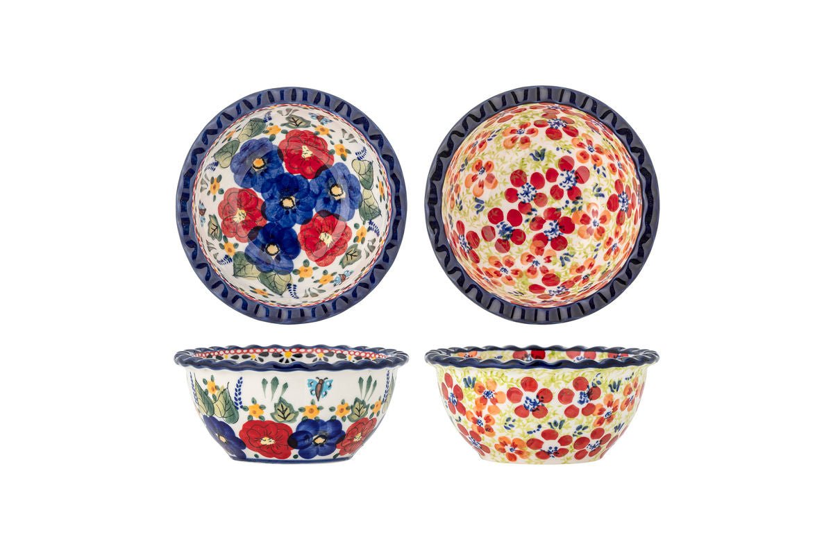 Schalen Fiora – Met de hand gedecoreerde bloemmotieven van steengoed (set van 2)